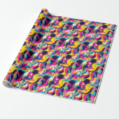 Retro 90s tiled pattern party cadeaupapier (Uitgerold)