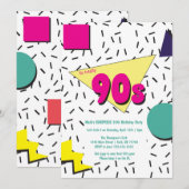 Retro 90s Uitnodiging Blok Thema (Voorkant / Achterkant)