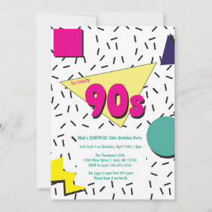 Retro 90s Uitnodiging Blok Thema