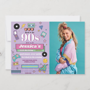 Retro 90s Verjaardag Nineties Foto Vrouwenfeest Kaart