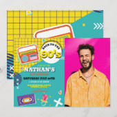 Retro 90s Verjaardag Nineties Mannen Fotofeest Kaart (Voorkant / Achterkant)