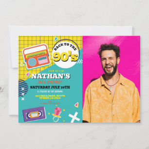 Retro 90s Verjaardag Nineties Mannen Fotofeest Kaart