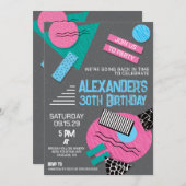 Retro 90's verjaardagsfeest uitnodiging (Voorkant / Achterkant)