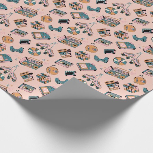 Retro 90s Vibes Patroon Cadeaupapier (Hoek)