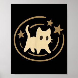 Retro 90s Y2k Ed Cat Kosmische Sterren Gift Voor M Poster
