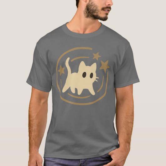 Retro 90s Y2K Scared Cat Cosmic Stars Gift for Men T-shirt (Voorkant)