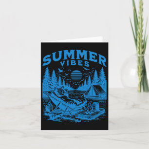 Retro 90s Zomer Vibes Kat Camping Grappige Kat Mem Kaart