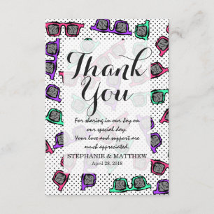 Retro 90s Zonnebrillen op de roze Blauwgroen Paars Bedankkaart