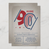 Retro 90th Birthday Kaart (Voorkant / Achterkant)