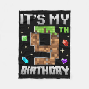 Retro 9e verjaardag jongen level 9 videospel Pixel Fleece Deken