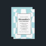 Retro À damiers Blue 34e anniversaire invitations<br><div class="desc">Retro À damiers Blue 34e anniversaire invitations vintage</div>
