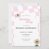 Retro À damiers Invitation d'anniversaire (Devant)