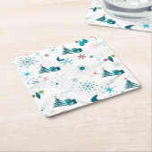 Retro A Go-kerst Vierkante Kartonnen Onderzetter (Schuin)