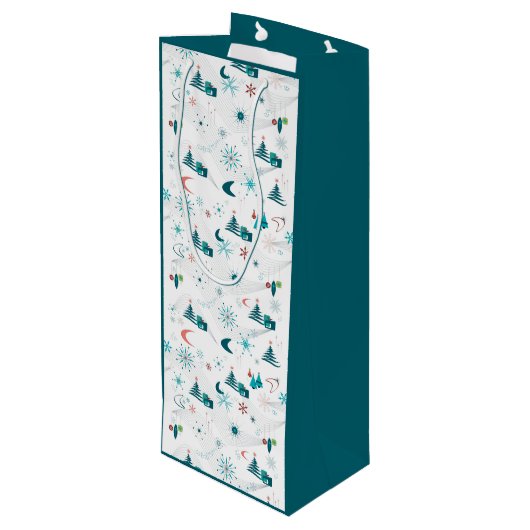 Retro A Go-kerst Wijn Cadeautas (Achterkant Gekanteld)