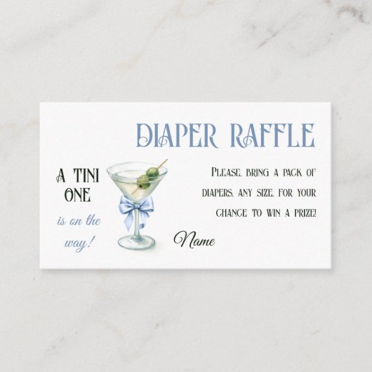 Retro A Tini One Martini Blue Bow Boy Baby Shower Informatiekaartje (Voorkant)