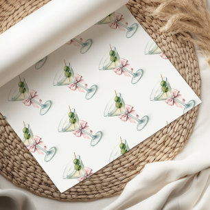 Retro A Tini One Martini Roze Strik Baby Shower Cadeaupapier