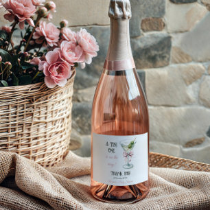 Retro A Tini One Martini Roze Strikers Meisje Baby Sparkling Wijnetiket