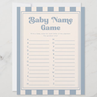 Retro A-Z Babynamen Gestreepte Blauwe Shower Spell