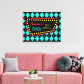 Retro Aangepaste Diner Tekenkunst Canvas Afdruk (Insitu (Woonkamer))