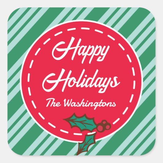 Retro Aangepaste Kerst Snoep Gift Label Stickers (Voorkant)