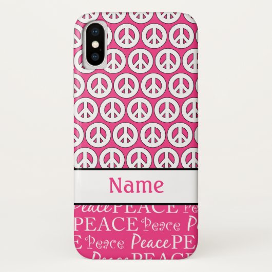 Retro Aangepaste naam Roze gebarentspatroon voor V Case-Mate iPhone Case (Achterkant)