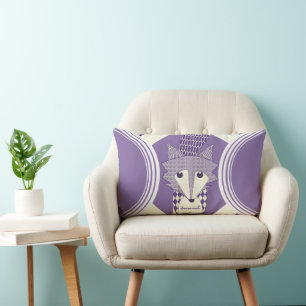 Retro Aangepaste Paars en Olive Fox Pillow Kussen