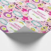 Retro Aangepaste roze kerstversiering Kinderen Cadeaupapier (Hoek)