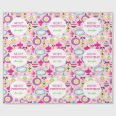 Retro Aangepaste roze kerstversiering Kinderen Cadeaupapier (Vlak)