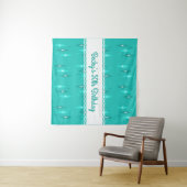 Retro aangepaste verjaardagsfeest Turquoise Wandkleed (In Situ (horizontaal))