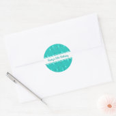 Retro Aangepaste Verjaardagsfeestje Turquoise Ronde Sticker (Envelop)