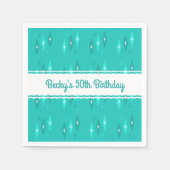 Retro Aangepaste Verjaardagsfeestje Turquoise Servet (Voorkant)