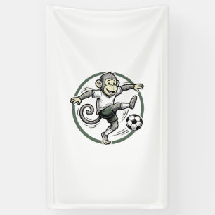 Retro aap voetbalspeler graveer shirt ontwerp spandoek