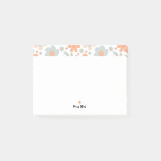 Retro Aardbei en Pastel Bloem Post-it® Notes (Voorkant)