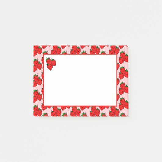 Retro Aardbei Fruitpatroon Notities Post-it® Notes (Voorkant)