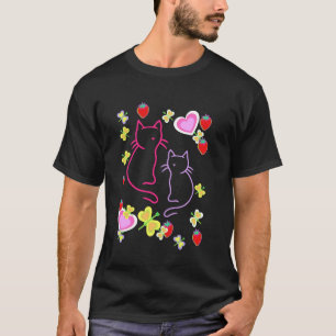 Retro Aardbei Kat Aardbei Kitten Vintage 80s T-shirt