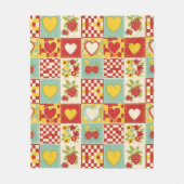 Retro Aardbei Patchwork Bloemmotief Fleece Deken (Voorkant)