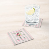 Retro Aardbei Perfect Matcha Roze Strik Bruidsdouc Vierkante Kartonnen Onderzetter (Insitu)