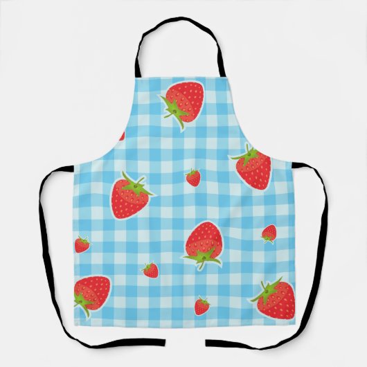 Retro Aardbeien Picknick Schort (Voorkant)