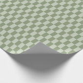 Retro Aardse Sage Groene Tonal Checkerboard Patroo Cadeaupapier (Hoek)