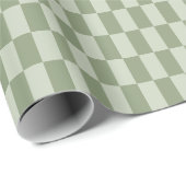 Retro Aardse Sage Groene Tonal Checkerboard Patroo Cadeaupapier (Rol Hoek)
