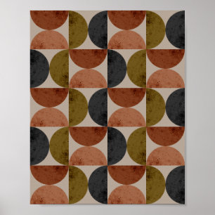 Retro Aardtint Geometrische Halve Maan Poster