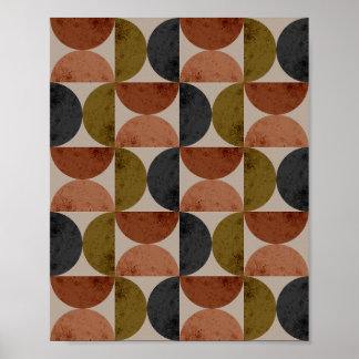 Retro Aardtint Geometrische Halve Maan Poster