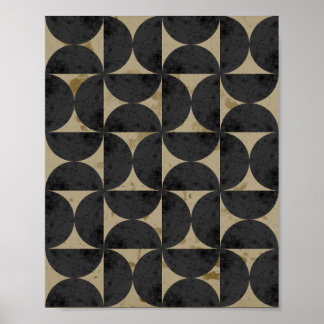 Retro Aardtint Geometrische Halve Maan Poster