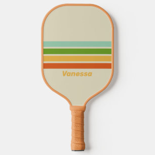 Retro ABC Straat Dwars Strepen met Naam Pickleball Paddle