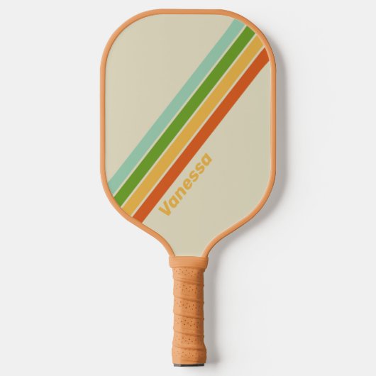 Retro ABC Street gestreept met naam Pickleball Paddle (Voorkant)