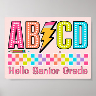 Retro ABCD Alfabet Bliksemflits Terug naar School Poster