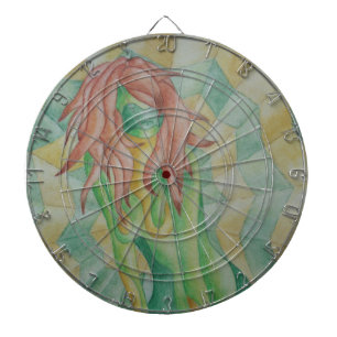 retro absrtact art green en roest lady dartboard dartbord