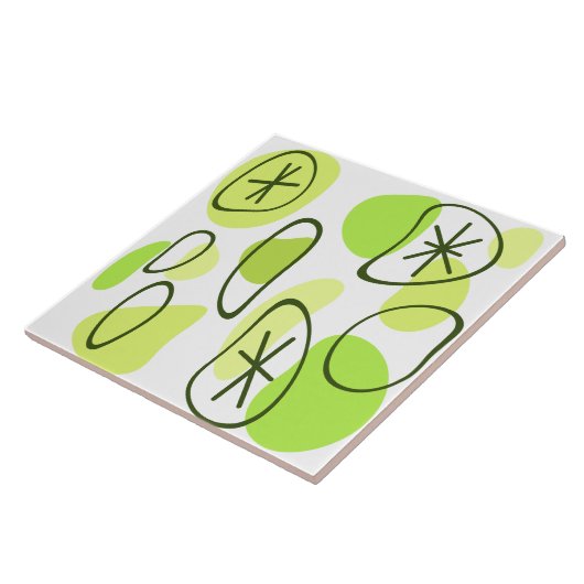 Retro Abstract Art Rocks Chartreuse Tegeltje (Zijkant)