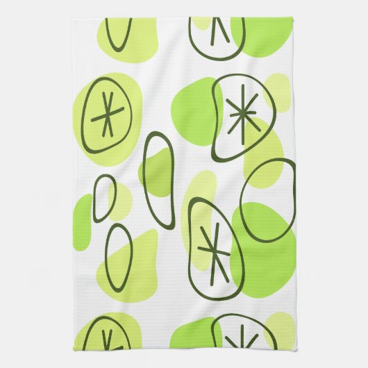 Retro Abstract Art Rocks Chartreuse Theedoek (Verticaal)