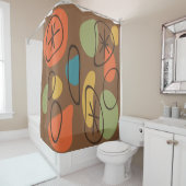Retro Abstract Art Rocks Veelkleurige Donker Douchegordijn (In situ)